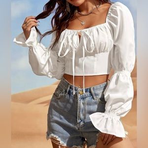 Fluffy white crop top